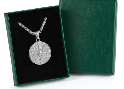 Men's Compass Pendant Necklace, Nautical Compass Necklace for Male Jewelry