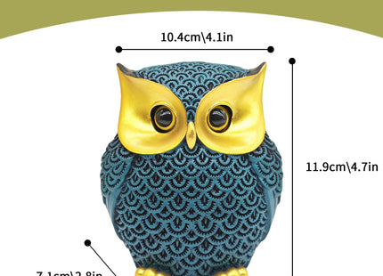 Lwjhzywl Collectible Resin Owl Statue, Creative Decorative Owl Ornament for Living Room Shelf Office Desktop, Unique Home Decor Gift for Owl Enthusiasts (Blue)