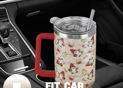 Nqhsionv Christmas Tumbler 40 oz Gingerbread Gnomes Cup Winter Coffee Travel Mug Stainless Steel Insulated Cups Joy Holiday Water Bottle Christmas Decor Gifts