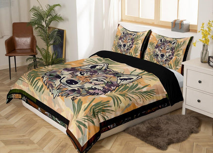 Erosebridal Fox Duvet Cover Twin Size Woodland Camo Comforter Cover Army Green Camouflage Wild Animal Bedding Set for Boys Teen Men,Wildlife Nature Tree Branch Quilt Cover with 1 Pillow Case