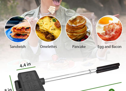 AILITOR Double Pie Iron Sandwich Maker for Camping, Cast Iron Campfire Pie Cooker, Campfire Cooking Equipment Mountain Pie Maker