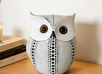Modern Dots Owl Figurine Small Collectible White Owl Sculpture Decor