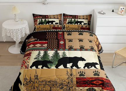 Erosebridal Rustic Bear Comforter Set, Southwestern Native American Twin