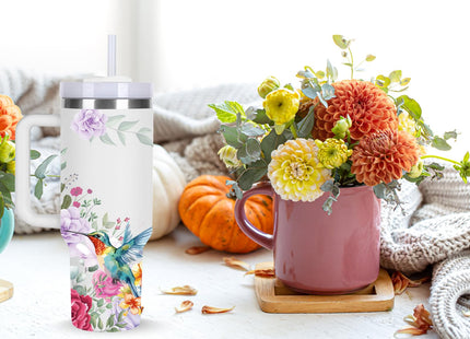 momocici 40oz Hummingbird Tumbler with Handle Gifts for Women.Hummingbird Lover Cups Tumbler Gifts for Women.40 oz Birthday Christmas Hummingbird Cup Tumblers for hummingbird lover.