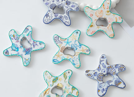 Bamsod 3D Starfish Fridge Magnet & Bottle Opener 2-in-1 Resin Ocean Themed Decor with Strong Magnet, Beach House Kitchen Bar Accessories, Unique Gift Idea (D)