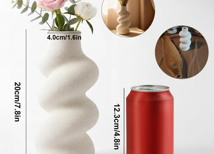 6" White Ceramic Vase (Seashell) Small White Flower Vase for Centerpieces, Modern Farmhouse Handmade Pottery for Living Room Dining Table Home Decor, Perfect for Fresh/Dried Flowers