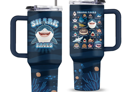 Uibunoo Whale Shark 40oz Tumbler, with Handle Straw, Stainless Steel Cup