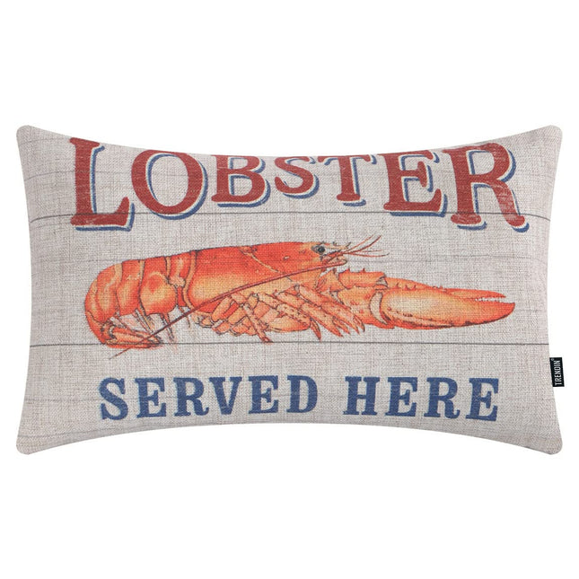 TRENDIN Lobster Pillow Cover 20x12 Inch Retro Coastal Throw Cushion Cover Nautical Decor Rectangular Pillowcase for Couch Sofa Linen PL1024TR