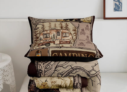 Erosebridal Rustic Bear Comforter Set,RV Happy Camping Bedding Set Full