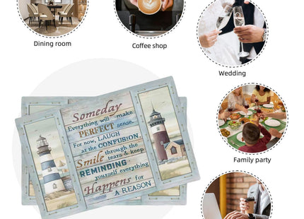Lighthouse Placemats Set of 4 Nautical Lighthouse Table Mats Washable Place Mats for Home Party Indoor Kitchen Dining Table Decoration 12x18 Inch