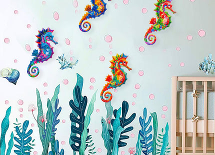 SUNREEK Metal Seahorse Wall Decor, 11'' x 5'' Coastal Seahorse Wall Art for Beach Ocean Garden Patio Pool Bathroom Decorations