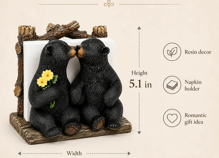 Comfy Hour 5.1 Inch Bear Napkin Holder, Kissing Black Bears