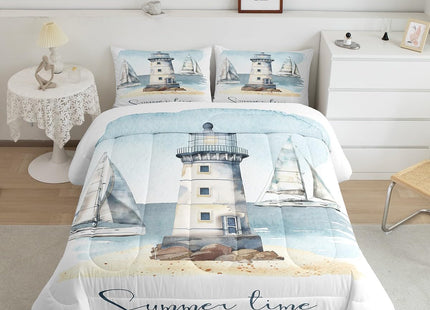 Erosebridal Nautical Sailboat Comforter Set Twin Size 2 Piece Bedding Set