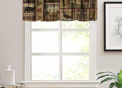 JanJCurt Rustic Moose Deer Valance, Country Lodge Cabin Retro Bear Farmhouse Camp Woodland Animal Print Blackout Short Window Treatment for Kitchen Bathroom Bedroom, 54x18inch