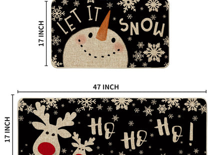 Artoid Mode Snowman Deer Let It Snow Snowflake Christmas Kitchen Mats Set of 2, Winter Decor Low-Profile Kitchen Rugs for Floor - 17x29 and 17x47 Inch