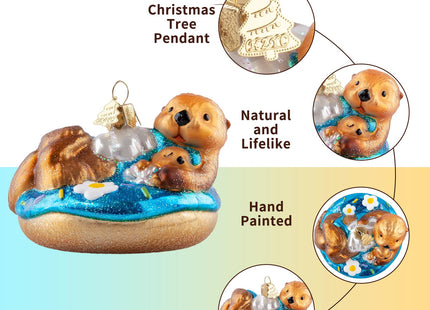 HZYC Christmas Ornaments,Glass Sea Otter Ornament,Christmas Tree Decoration