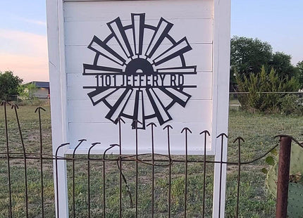 RealSteel Personalized Farmhouse Windmill Monogram Sign – Custom Metal Family Last Name Wall Art, Rustic Steel Front Door Hanger, Outdoor & Indoor Home Decor, Wedding Gift