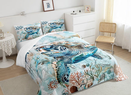 Feelyou Sea Turtle Bedding Set Marine Life Sea Comforter Set for Kids Boys