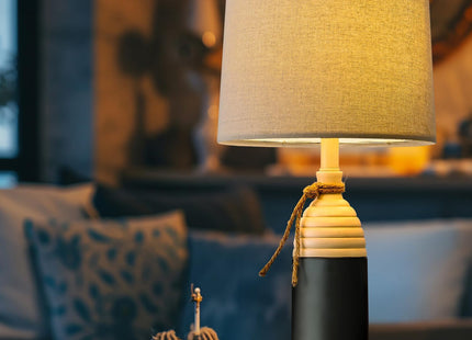 OYEARS 23.75" Table Lamp for Bedroom, Bedside Table Lamp for Living Room, Farmhouse Lamp for Nightstand, Modern Coastal Nautical Lamp Decor, Ocean Beach Style, Navy Blue