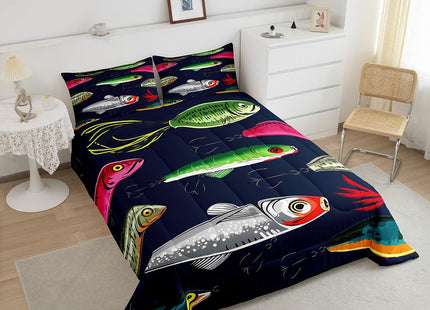 Feelyou Fishing Lure Bedding Set Twin Size for Children Teen Kids