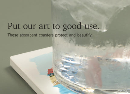 Lantern Press Maine, Lobster and Portland Lighthouse (Absorbent Ceramic Coaster, Single, Cork Back, Kitchen Table Decor)