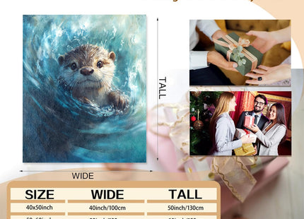 Mounidso Otter Blanket, Otter Themed Flannel Blanket Gifts for Women, Soft Warm Lightweight Blankets for Living Room Home Travel Decor 40" x 50"