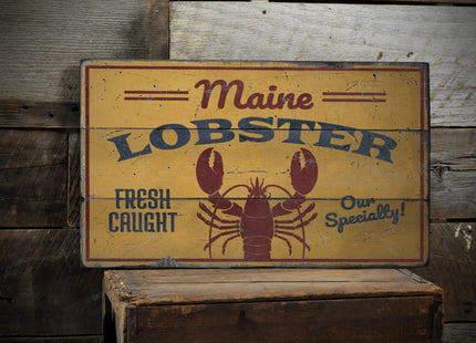 Maine Lobster - HandMade Rustic Wood Sign - 27.5" x 48", Ships USA Only
