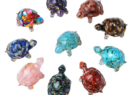 WUYOUSHI 10PCS Resin Crystal Turtle Figurine Set, Sea Turtle Animal Statue