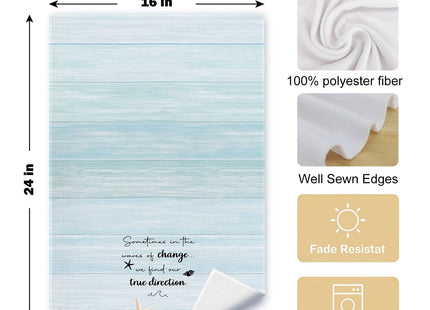 ArtisaEura Sky Blue Coastal Kitchen Towels, Beach Summer Dish Tea Towel for Kitchen, Inspirational Starfish Seashell Nautical Hand Towels for Bathroom Decor, 16x24 Inches