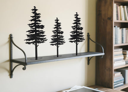 Mavtren Farmhouse Metal Pine Tree Decor - Rustic Cabin Woodland Forest Accent Fireplace Centerpiece Living Room Bedroom Bookshelf Christmas Decorations Set of 3 (Black)