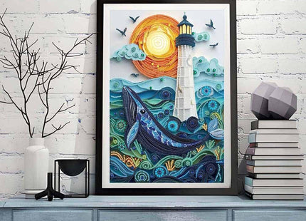 ZQEATRY Moon Lighthouse Special Shape Diamond Art Kits for Adults Beginners,DIY Sea Dolphin Crystal Rhinestones Diamond Painting Kit for Adults,5D Diamond Art Painting for Home Wall Decor 12 X 16inch