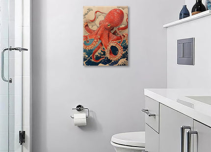 Octopus Canvas Wall Art Retro Ocean Waves Modern ArtWork 12'' x 16"