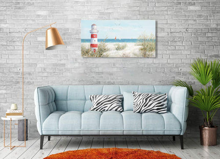 Lighthouse Canvas Wall Art for Home Bathroom Lighthouse Art Seagull Themed Boat Wall Coastal Wall Decor Large Framed for Living Room Easy to Hang 40''X20''
