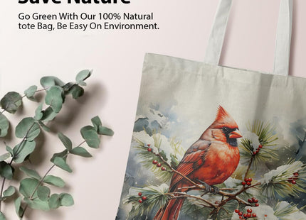 Veqzc Cardinal Christmas Canvas Tote Bag for Women - Red Cardinal Gifts, Christmas Reusable Grocery Bags