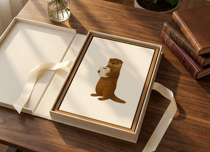 Floating Framed Funny Bathroom Otter Canvas Wall Art, Cute Otter Wall Decor