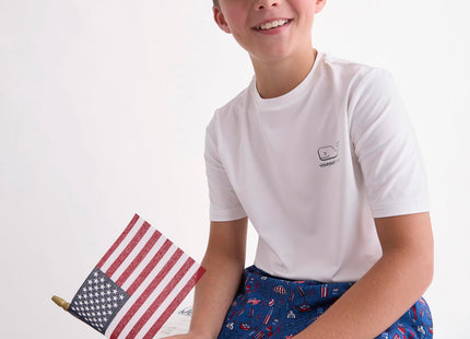 vineyard vines Boys Printed Chappy Swimsuit Trunks, Lobster Reef, Small