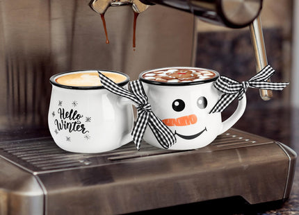 Patelai 4 Pcs Espresso Mugs Coffee Bar White, Snowman Style
