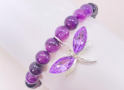 GIAYIER Dragonfly Bracelet for Women Dragonfly Charm Jewelry Dragonfly Lover Gifts Dragonfly Motivation Gift for Mom Daughter Wife Granddaughter Best Friends (Amethyst)