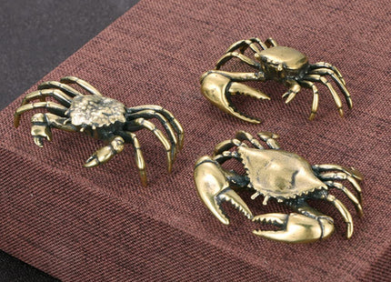 ULTNICE Retro Crab Ornaments 3Pcs Mini Brass Crabs Adornments for Home Office Tea House Desktop Decor 2.00X1.18X0.51In Creative Animal Figurines