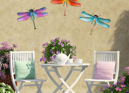 Songjum 3 PCS Metal Dragonfly Wall Decor with Legs Metal Dragonfly Wall Art for Home Bedroom Garden Indoor and Outdoor Decorations
