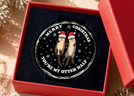 Otter Couple Glass Christmas Ornaments 2026, Christmas Tree Decorations