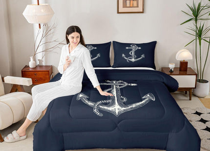 Feelyou Nautical Anchor Ocean Comforter Set Twin Size Kids Boys Girls