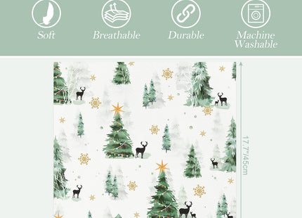 Arquiel Winter Woodland Pine Tree Cloth Napkins Set of 6, 100% Cotton