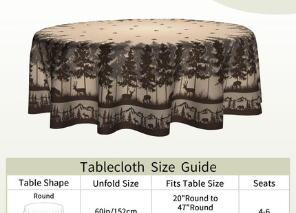 Imiss Rustic Bear Deer Round Tablecloth 60 Inch Forest Wild Animal Circular Table Cover Wrinkle Resistant Farmhouse Style Tabletop for Outdoor Party Picnic Dining