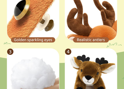 MorisMos Plush Deer Stuffed Animal, 18" Mommy Stuffed Deer with 4 Babies