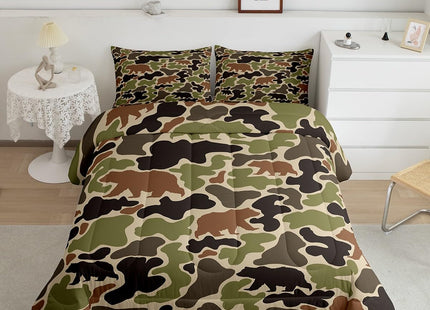 Feelyou Camo Bear Hunting Comforter Set Toddler Size Kids Boys Girls