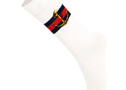 Mysocks Mens Multi Design Crew Socks Nautical Anchor White