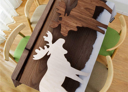 Swono Moose Tablecloths Snow Wooden Deer Moose Christmas Reindeer Kitchen Dinning Tabletop Decoration, Polyester Table Cover for Indoor Outdoor 50x72 Inch Tablecloth