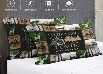 WeCozy Full Bed Sheet Set, 4 Pieces Deer Moose Bedding with Flat