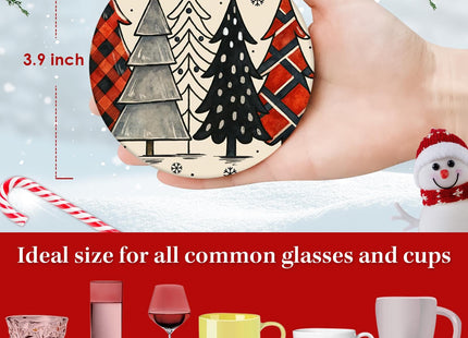 Bribay Christmas Coasters for Drinks Set of 6, Ceramic Stone Snowman